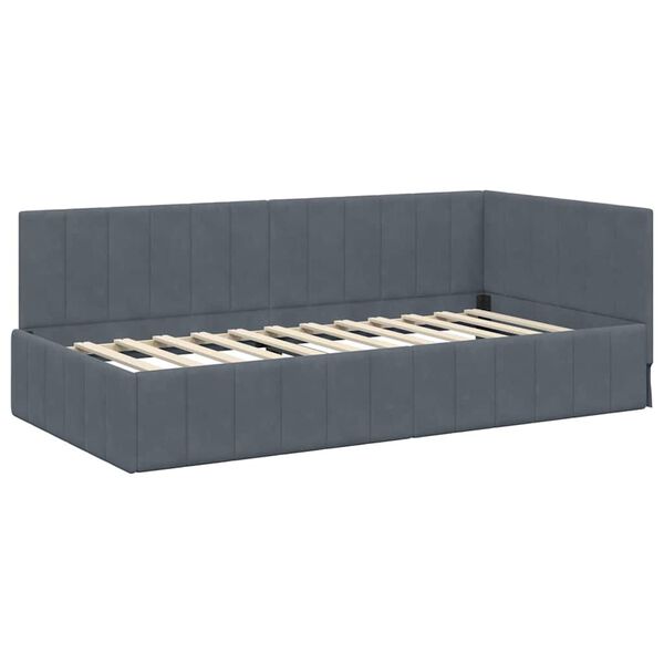 vidaXL Estructura de cama en esquina Gris oscuro 90 cm x 190 cm