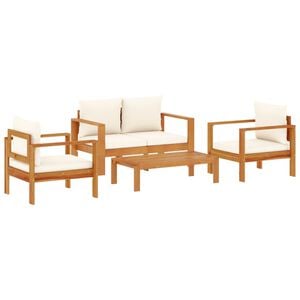 vidaXL Set sof&aacute;s de jard&iacute;n con cojines 4 pzas madera maciza de acacia