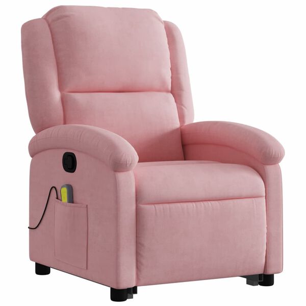 vidaXL Sillón reclinable de masaje elevable terciopelo rosa