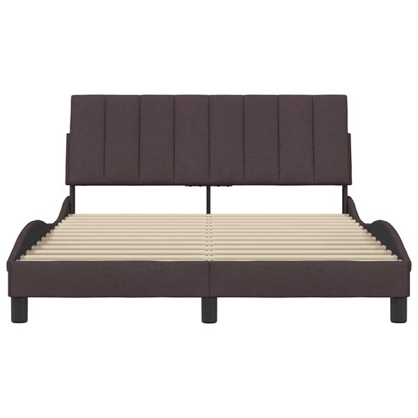 vidaXL Estructura de cama sin colch&oacute;n Hanko tela marr&oacute;n oscuro 120x200 cm