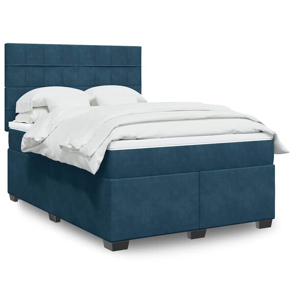 vidaXL Cama box spring con colch&oacute;n terciopelo azul 140x190 cm