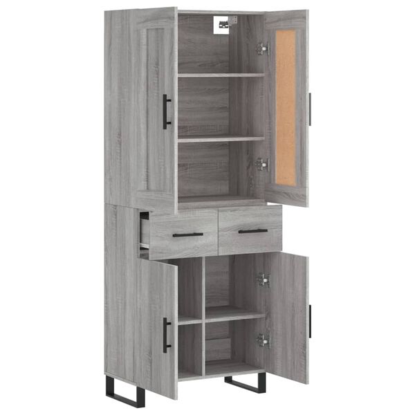 vidaXL Aparador alto madera contrachapada gris sonoma 69,5x34x180 cm