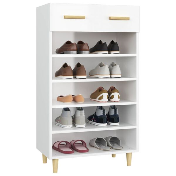 vidaXL Mueble zapatero madera contrachapada blanco brillo 60x35x105 cm