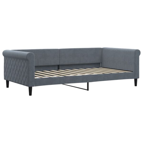 vidaXL Sof&aacute; cama nido con colch&oacute;n terciopelo gris oscuro 100x200 cm