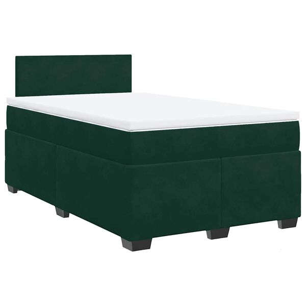 vidaXL Cama box spring con colch&oacute;n terciopelo verde oscuro 120x190 cm