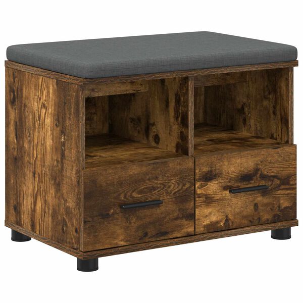 vidaXL Banco de entrada con coj&iacute;n Roble ahumado 60 x 38 x 46 cm