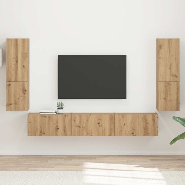vidaXL Conjunto de mueble de TV 4 pcs Roble artesanal