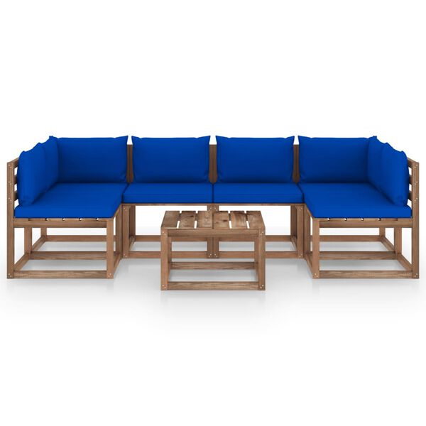 vidaXL Muebles de jard&iacute;n de palets 7 pzs con cojines madera impregnada