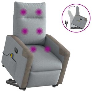vidaXL Sill&oacute;n de masaje reclinable de pie de tela gris claro