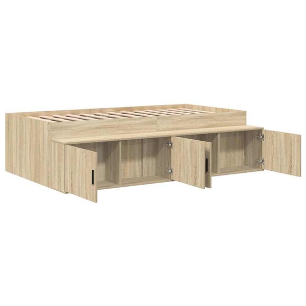 vidaXL Cama con almacenamiento Roble Sonoma 90 x 190 cm