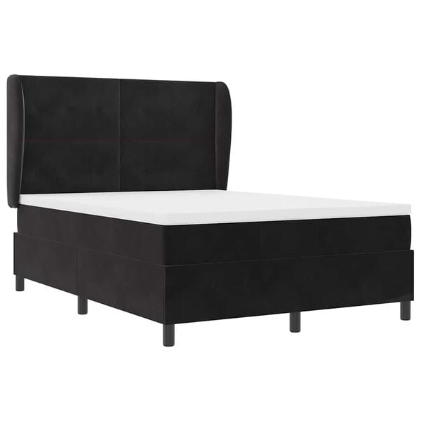 vidaXL Cama tipo Box Spring con colch&oacute;n Negro 200 x 140 cm Terciopelo