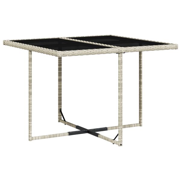 vidaXL Set comedor de jard&iacute;n 9 pzas cojines rat&aacute;n sint&eacute;tico gris claro