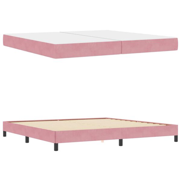 vidaXL Cama tipo Box Spring con colch&oacute;n Rosa 200 x 200 cm tela