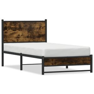 vidaXL Estructura de cama sin colch&oacute;n metal roble ahumado 90x200 cm