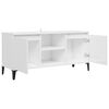 vidaXL Mueble de TV con patas de metal blanco brillante 103,5x35x50 cm