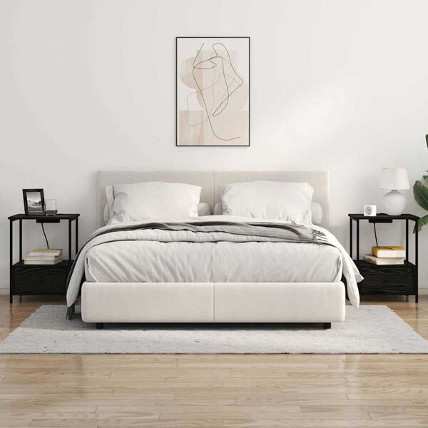 vidaXL Armario de Noche con caj&oacute;n Roble Negro 42 x 41 x 56 cm