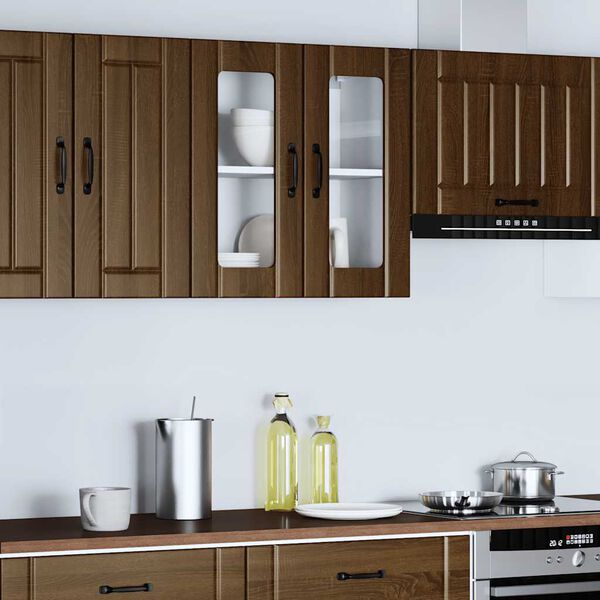 vidaXL Armario pared cocina puerta de cristal Lucca roble marr&oacute;n