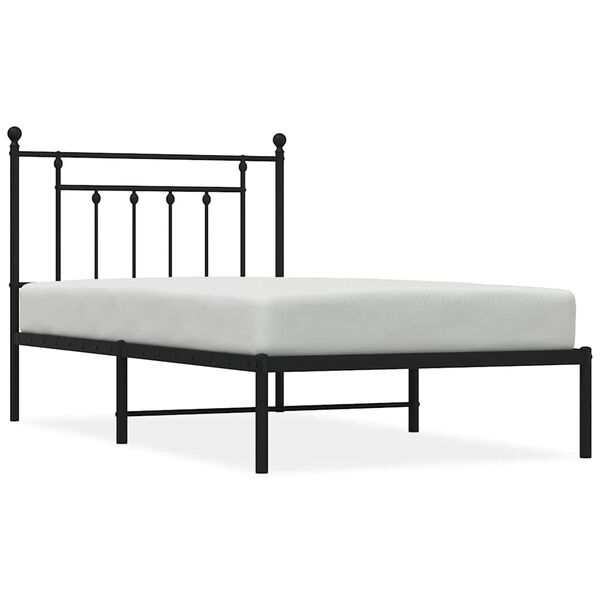 vidaXL Estructura cama sin colch&oacute;n con cabecero metal negro 100x190 cm