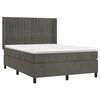 vidaXL Cama box spring colch&oacute;n y LED terciopelo gris oscuro 140x190 cm
