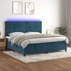 vidaXL Cama box spring colch&oacute;n y LED terciopelo azul oscuro 200x200 cm