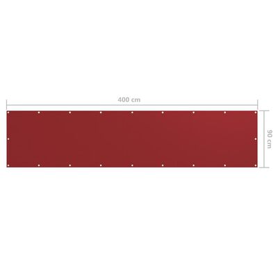 vidaXL Toldo para balcón tela oxford rojo 90x400 cm