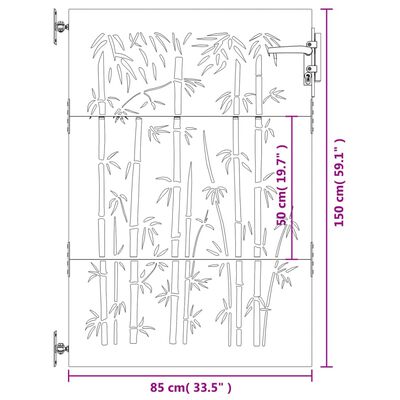 vidaXL Puerta de jardín acero corten diseño bambú 85x150 cm