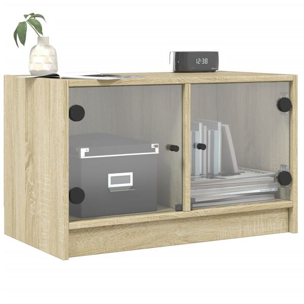 vidaXL Mueble de TV con puertas de vidrio roble Sonoma 68x37x42 cm