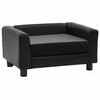 vidaXL Sof&aacute; para perros felpa y cuero sint&eacute;tico negro 60x43x30 cm