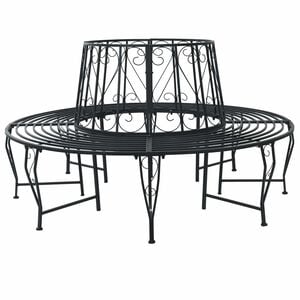 vidaXL Banco de &Aacute;rbol &Oslash; 160 x 89 cm Acero Negro Redondo