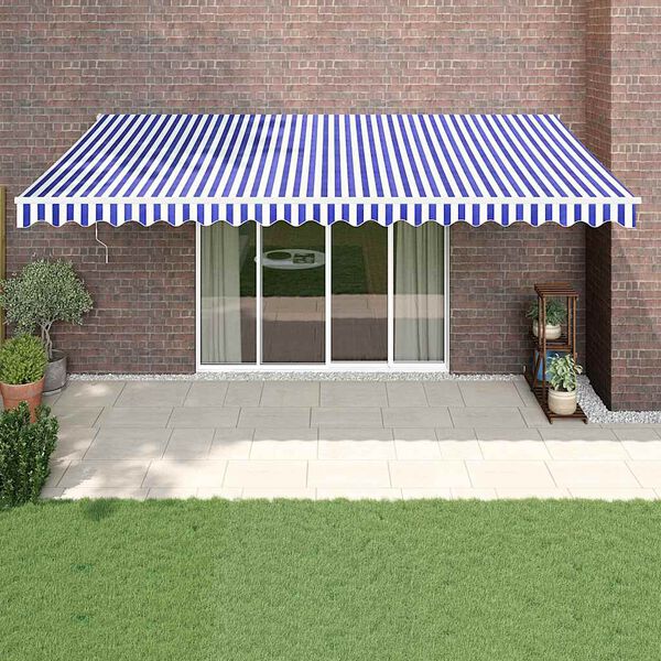 vidaXL Toldo retr&aacute;ctil autom&aacute;tico azul y blanco 5x3 m
