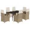 vidaXL Set comedor de jard&iacute;n 7 pzas con cojines rat&aacute;n sint&eacute;tico beige