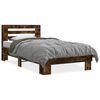vidaXL Estructura cama madera ingenier&iacute;a metal roble ahumado 90x190 cm