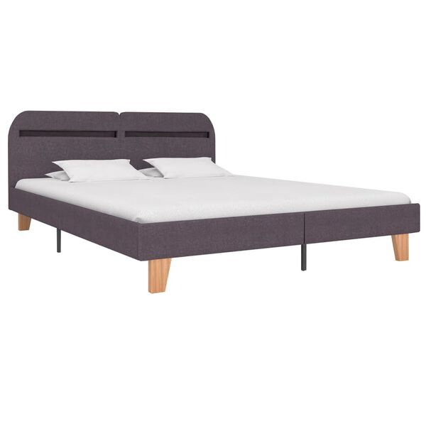 vidaXL Estructura de cama con LED sin colch&oacute;n tela taupe 160x200 cm