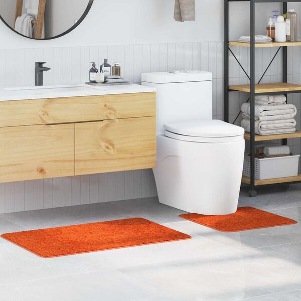 vidaXL Conjunto de alfombra de ba&ntilde;o antideslizante 2 pcs Naranja PP