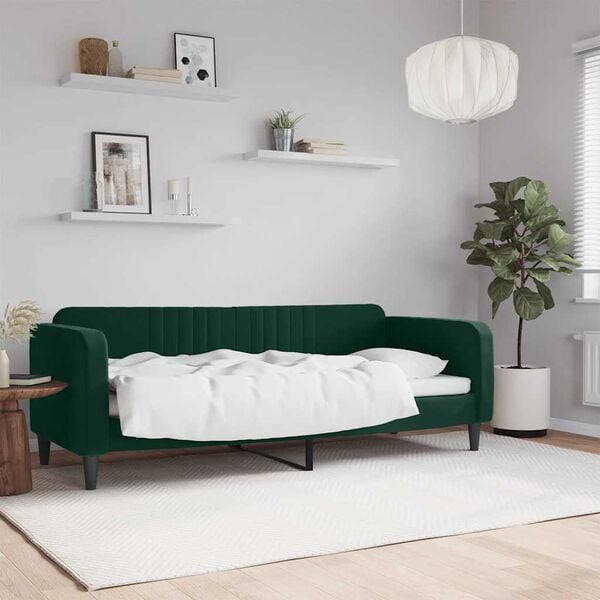 vidaXL Sof&aacute; cama sin colch&oacute;n terciopelo verde oscuro 80x200 cm