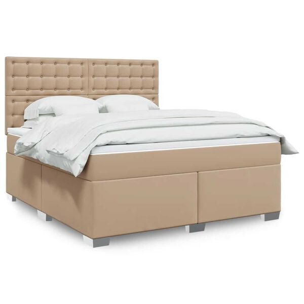 vidaXL Cama box spring con colch&oacute;n cuero sint&eacute;tico capuchino 180x200cm