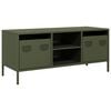 vidaXL Mueble TV acero laminado en fr&iacute;o verde oliva 101,5x39x43,5 cm