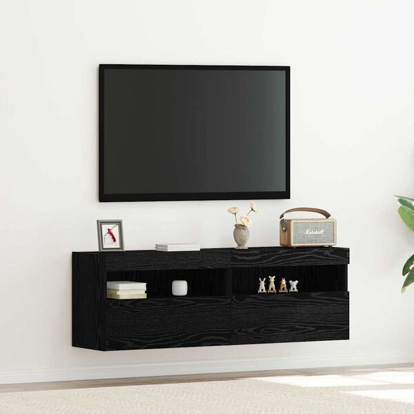 vidaXL Mueble de TV Montado en la Pared Roble negro 60 x 30 x 40 cm