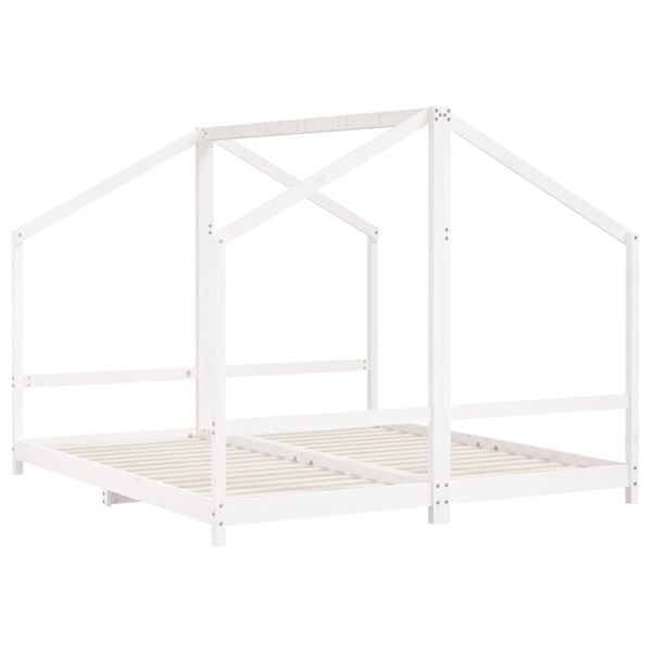 vidaXL Estructura de cama para ni&ntilde;os madera pino blanco 2x(90x200) cm