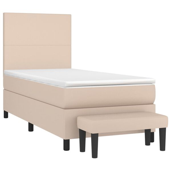 vidaXL Cama box spring con colch&oacute;n cuero sint&eacute;tico capuchino 80x200 cm