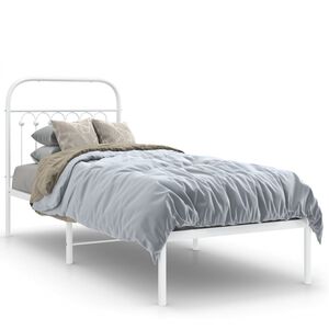 vidaXL Estructura cama sin colch&oacute;n con cabecero metal blanco 75x190 cm