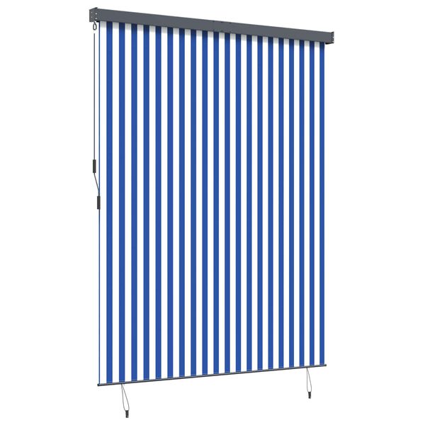 vidaXL Estor enrollable Rayado Azul y 200 x 250 cm Tela y Aluminio