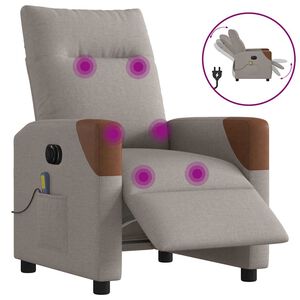 vidaXL Sill&oacute;n reclinable de masaje el&eacute;ctrico tela gris taupe