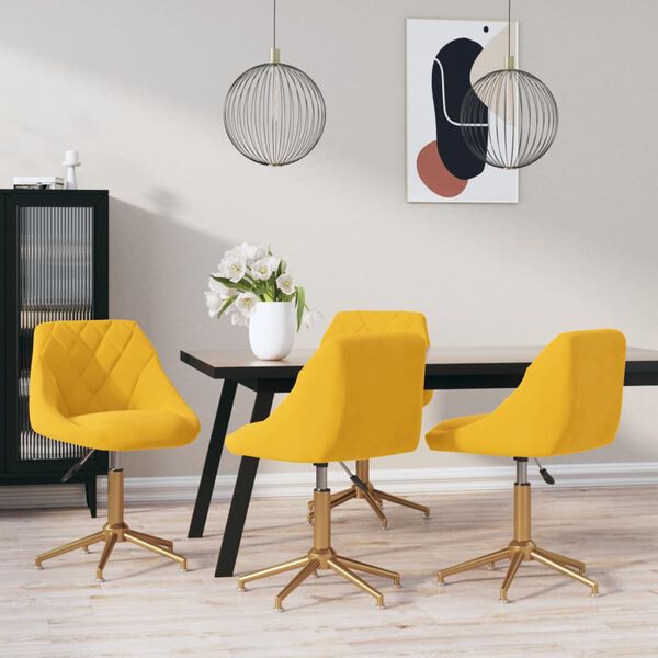 vidaXL Sillas de comedor giratorias 4 uds terciopelo amarillo mostaza