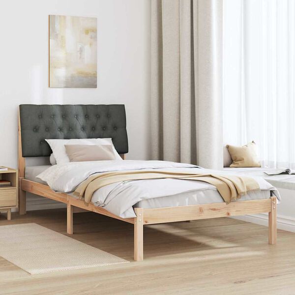 vidaXL Estructura de Cama con Cabecera Tapizada Marrón 100 x 200 cm