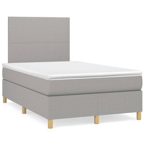 vidaXL Cama box spring con colch&oacute;n tela gris claro 120x200 cm