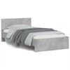 vidaXL Estructura de cama cabecero luces LED gris hormig&oacute;n 100x200 cm