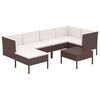 vidaXL Set muebles de jard&iacute;n 7 pzas y cojines rat&aacute;n sint&eacute;tico marr&oacute;n