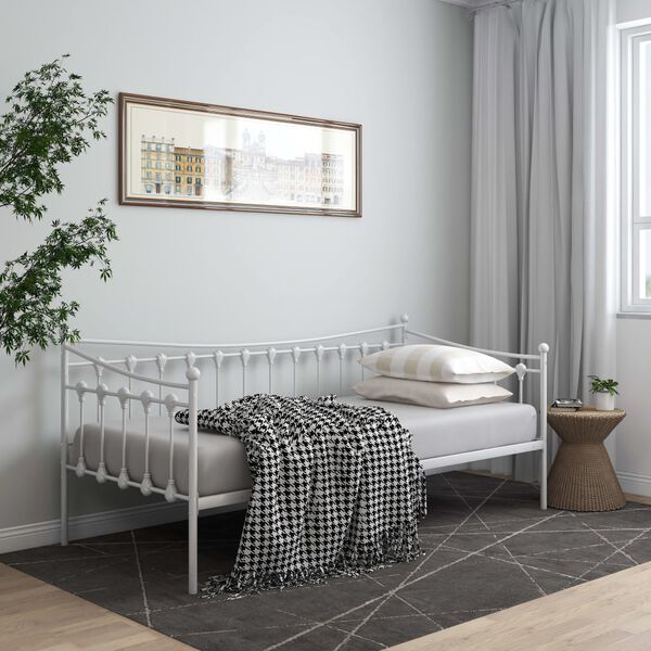vidaXL Estructura de sof&aacute; cama sin colch&oacute;n metal blanco 90x200 cm