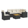 vidaXL Set de sof&aacute;s de jard&iacute;n 6 piezas y cojines rat&aacute;n sint&eacute;tico negro